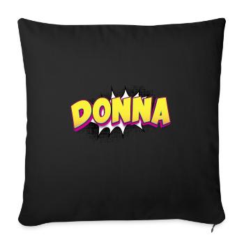 Donna Nom personnalisé Style bande dessinée Pop Art, Donna - Housse de coussin décorative 45 x 45 cm - noir - Devant