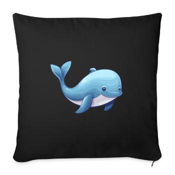 Baby sperm whale - Sofa pillowcase 17,3'' x 17,3'' (45 x 45 cm) - black - Front