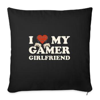 I Heart My Gamer Girlfriend - J’aime mon joueur - Housse de coussin décorative 45 x 45 cm - noir - Devant