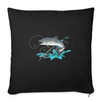 Pêche au saumon Pêcheur de saumon - Housse de coussin décorative 45 x 45 cm - noir - Devant