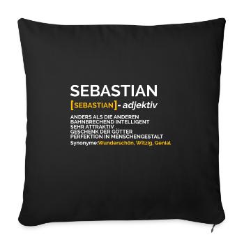 Sebastian - Sofakissenbezug 45 x 45 cm - Schwarz - Vorne