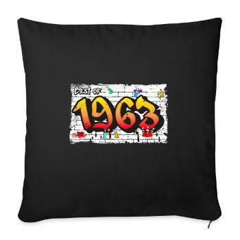 Retro 1963 Graffiti – 62 Years of Iconic Edge - Sofa pillowcase 17,3'' x 17,3'' (45 x 45 cm) - black - Front