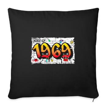 Retro Vibes 1969 Graffiti – 56 Years of Bold - Sofa pillowcase 17,3'' x 17,3'' (45 x 45 cm) - black - Front