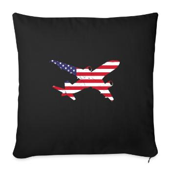 American Flag Airplane Stars And Stripes - Sofa pillowcase 17,3'' x 17,3'' (45 x 45 cm) - black - Front
