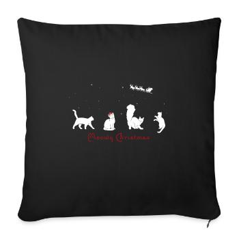 Drôle de Noël Kitty - Chat de Noël miaou avec - Housse de coussin décorative 45 x 45 cm - noir - Devant