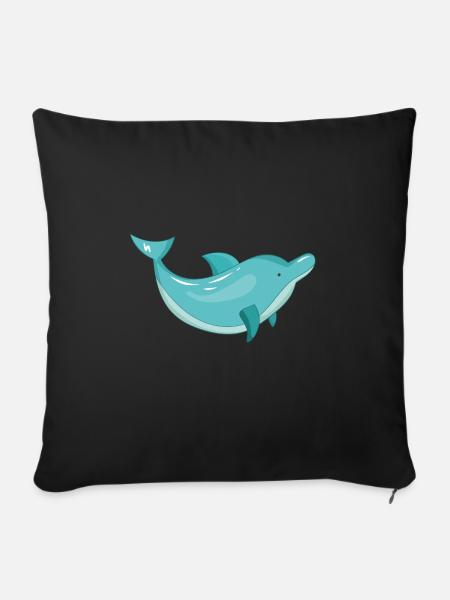 Delphin Delfin Tümmler - Sofakissenbezug 45 x 45 cm - Schwarz
