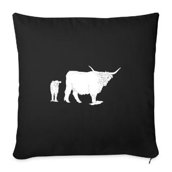 Scottish Highland cattle with veal lineart - Sofa pillowcase 17,3'' x 17,3'' (45 x 45 cm) - black - Front