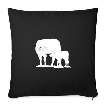 Vache avec lineart de veau - Housse de coussin décorative 45 x 45 cm - noir - Devant