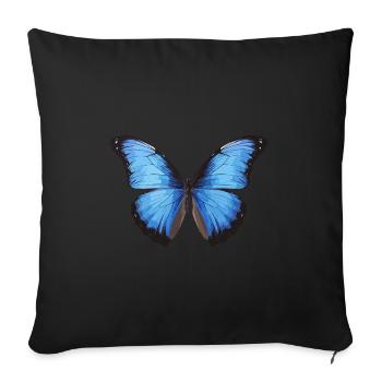 Morpho Papillon Bleu - Housse de coussin décorative 45 x 45 cm - noir - Devant
