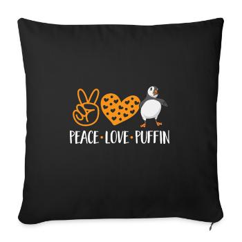 puffin puffin auke birds Lunde - Sofa pillowcase 17,3'' x 17,3'' (45 x 45 cm) - black - Front
