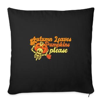 Hello Autumn Leaves and Pumpkins Please Skeleton - Sofa pillowcase 17,3'' x 17,3'' (45 x 45 cm) - black - Front
