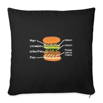 Vietnam Viet Banh Mi pain vietnamien I cadeau - Housse de coussin décorative 45 x 45 cm - noir - Devant