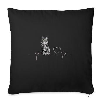 Cats Heartbeat Gift - Sofa pillowcase 17,3'' x 17,3'' (45 x 45 cm) - black - Front