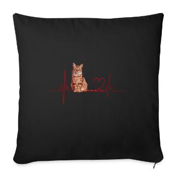 Cats Heartbeat Gift - Sofa pillowcase 17,3'' x 17,3'' (45 x 45 cm) - black - Front