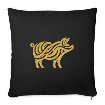 Minimalist Pig Silhouette Animal Art - Sofa pillowcase 17,3'' x 17,3'' (45 x 45 cm) - black - Front