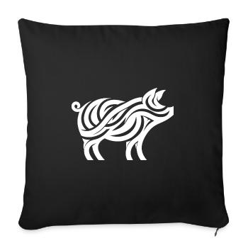 Art animalier minimaliste de silhouette de cochon - Housse de coussin décorative 45 x 45 cm - noir - Devant
