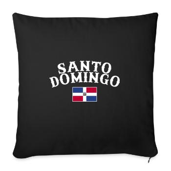 Drapeau dominicain de Santo Domingo Dom Rep - Housse de coussin décorative 45 x 45 cm - noir - Devant