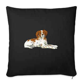 French Brittany Spaniel Epagneul Breton Gift - Sofa pillowcase 17,3'' x 17,3'' (45 x 45 cm) - black - Front