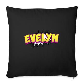 Evelyn Nom personnalisé Style bande dessinée Pop Art, - Housse de coussin décorative 45 x 45 cm - noir - Devant
