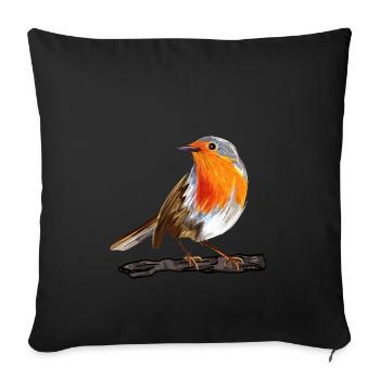 Rotkehlchen - Sofakissenbezug 45 x 45 cm - Schwarz - Vorne