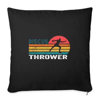 Diskus Athlete Vintage Retro Discus Werfer - Sofakissenbezug 45 x 45 cm - Schwarz - Vorne