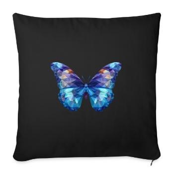 Morpho Papillon Bleu - Housse de coussin décorative 45 x 45 cm - noir - Devant