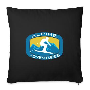 aventures alpines, ski, snowboard, sports extrêmes - Housse de coussin décorative 45 x 45 cm - noir - Devant