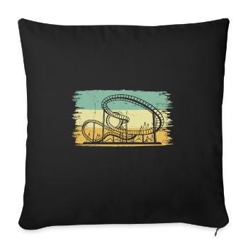 Theme Park Retro Amusement Park Vintage Roller Coa - Sofa pillowcase 17,3'' x 17,3'' (45 x 45 cm) - black - Front