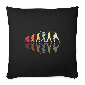 Human Evolution Guitar Band Retro Vintage - Housse de coussin décorative 45 x 45 cm - noir - Devant