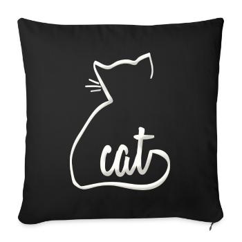 Cat (cat) as a gift for cat lovers - Sofa pillowcase 17,3'' x 17,3'' (45 x 45 cm) - black - Front