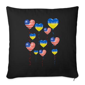 États-Unis : Solidarité et cœur pour l’Ukraine - Housse de coussin décorative 45 x 45 cm - noir - Devant