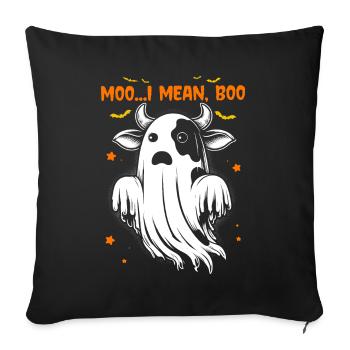 Ghost Cow Moo I Mean Boo Pumpkin Moon Halloween - Sofa pillowcase 17,3'' x 17,3'' (45 x 45 cm) - black - Front