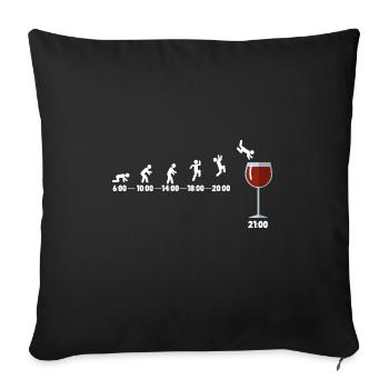 Enfin le soir et le vin Temps pour les amateurs de vin We - Housse de coussin décorative 45 x 45 cm - noir - Devant