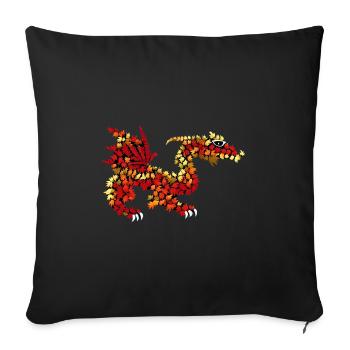 Dragon from autumn leaves - Sofa pillowcase 17,3'' x 17,3'' (45 x 45 cm) - black - Front