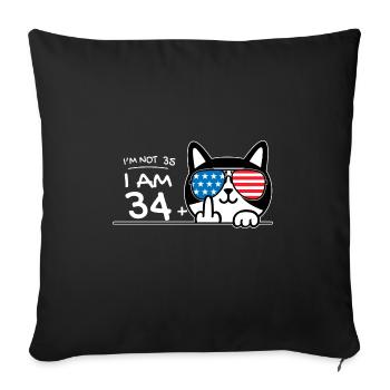 Je n’ai pas 35 ans, j’en ai 34 plus 1 majeur Cat Flip - Housse de coussin décorative 45 x 45 cm - noir - Devant