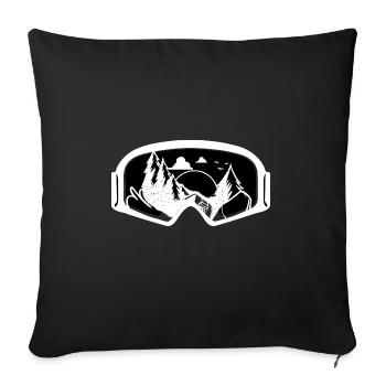 Ski Brille und Skifahrer Ski Urlaub und Apres Ski - Sofakissenbezug 45 x 45 cm - Schwarz - Vorne