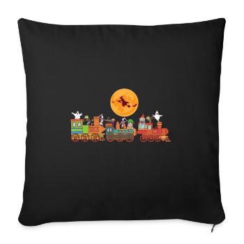 Joyeux Halloween Ghost Train Gnomes Spooky Gnomes Zombie - Housse de coussin décorative 45 x 45 cm - noir - Devant