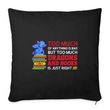 Drache Drache und Buch Drachenliebhaber Geschenk - Sofakissenbezug 45 x 45 cm - Schwarz - Vorne