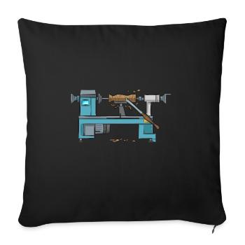 Tour à bois tournante - Housse de coussin décorative 45 x 45 cm - noir - Devant