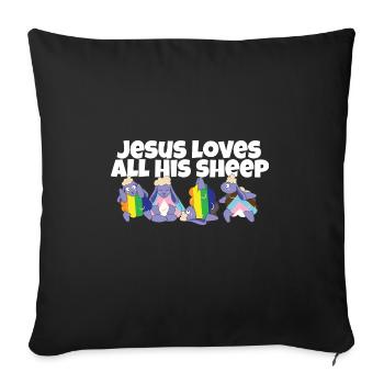 Jésus aime toutes ses brebis LGBTQ fier allié gay - Housse de coussin décorative 45 x 45 cm - noir - Devant