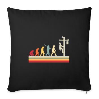 Electrician Human Evolution Vintage Lineman - Sofa pillowcase 17,3'' x 17,3'' (45 x 45 cm) - black - Front