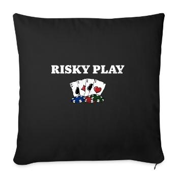 Risky Play Card Games Poker Card Player Poker - Sofa pillowcase 17,3'' x 17,3'' (45 x 45 cm) - black - Front