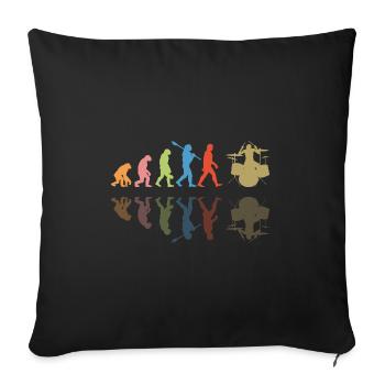 Evolution de l’homme Drums Band Retro Vintage Drummer - Housse de coussin décorative 45 x 45 cm - noir - Devant