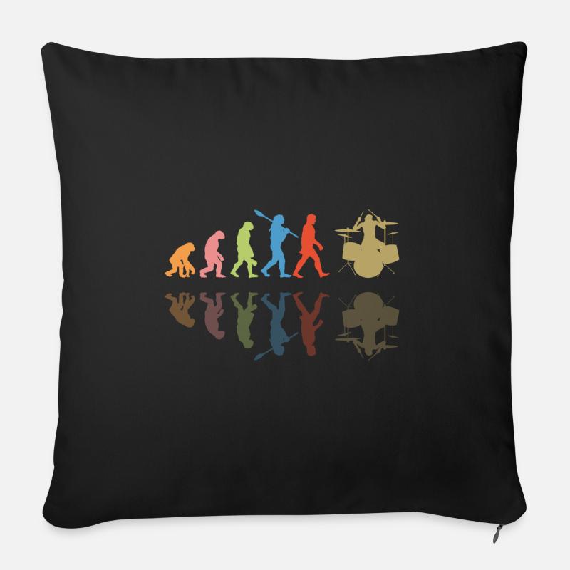 Evolution of man Drums Band Retro Vintage Drummer - Sofakissenbezug 45 x 45 cm - Schwarz