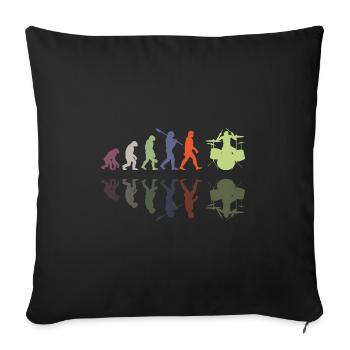 Evolution of man Drums Band Retro Vintage Drummer - Sofa pillowcase 17,3'' x 17,3'' (45 x 45 cm) - black - Front