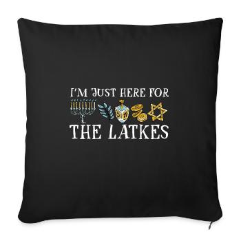 I'm Just Here for the Latkes Happy Hanukkah - Sofa pillowcase 17,3'' x 17,3'' (45 x 45 cm) - black - Front
