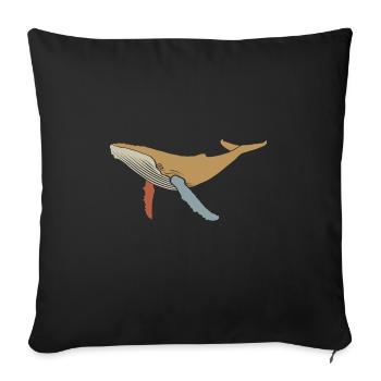 Wal - Buckelwal - Retro - Geschenk - Sofakissenbezug 45 x 45 cm - Schwarz - Vorne