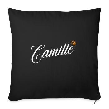 Camille Nom pour Femme Enfant Bambin - Camille - Housse de coussin décorative 45 x 45 cm - noir - Devant