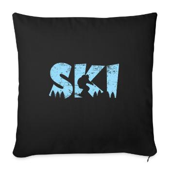 Skier Blue Skiing Holiday - Sofa pillowcase 17,3'' x 17,3'' (45 x 45 cm) - black - Front