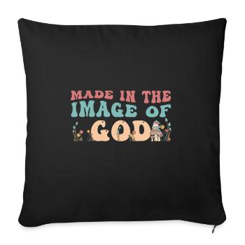 Made in the Image of God - Flower Mushroom Groovy - Sofa pillowcase 17,3'' x 17,3'' (45 x 45 cm) - black - Front